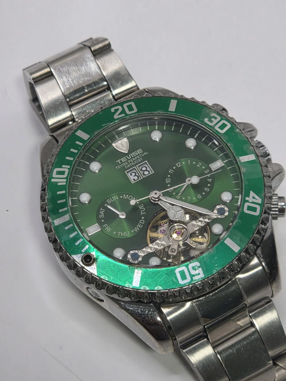 Tevise Men's Green Stainless Steel Automatic Watch